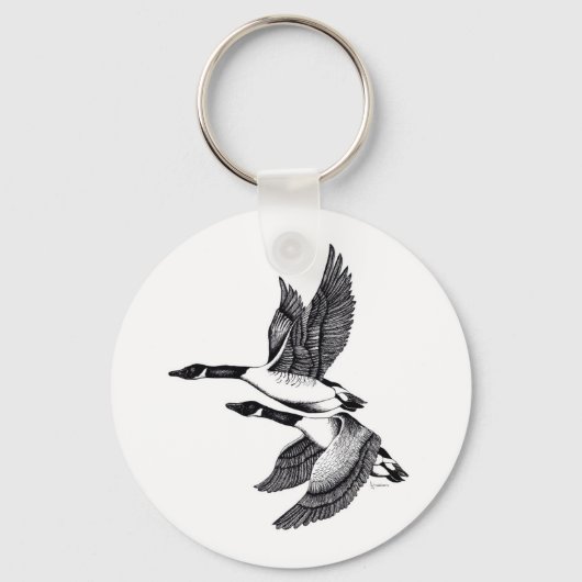 Illustratie van Canada Geese op knoptoetsen Sleutelhanger (Voorkant)