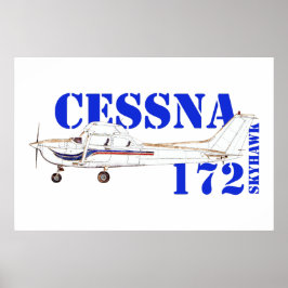 Illustratie van Cessna 172 Skyhawk vliegtuigontwer Poster
