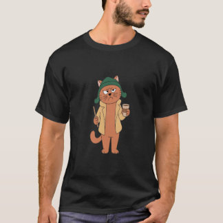 Illustratie van chagrijnige koffiekat - Grappige o T-shirt