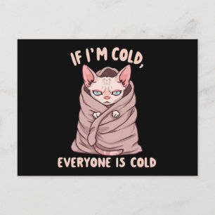 Illustratie van chagrijnige Sphynx kat met koude h Briefkaart