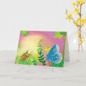 Illustratie van Chapman's blauwe vlinder & mier & Kaart (Gele Bloem)