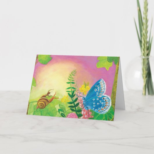 Illustratie van Chapman's blauwe vlinder & mier & Kaart (Voorkant)