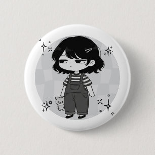 Illustratie van chibi-meisje met 'Over het geheel' Ronde Button 5,7 Cm