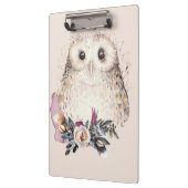 Illustratie van Chic Pastel Flower Owl Animal Boho Klembord (Links)