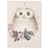 Illustratie van Chic Pastel Flower Owl Animal Boho Klembord (Achterkant)