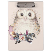 Illustratie van Chic Pastel Flower Owl Animal Boho Klembord (Voorkant)