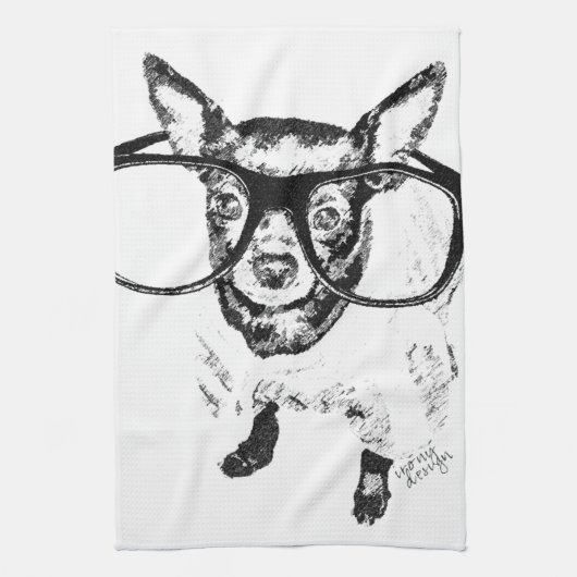 Illustratie van Chihuahua Dog Tekening Theedoek (Verticaal)
