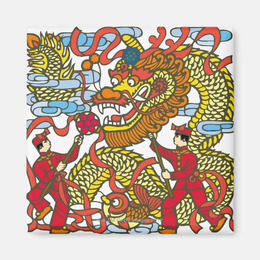 Illustratie van Chinese draak in Chinees Nieuw Magneet (Voorkant)