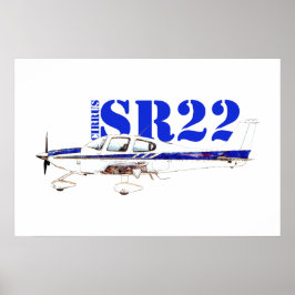 Illustratie van Cirrus SR22 licht vliegtuigontwerp Poster
