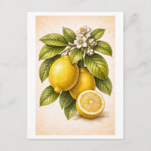 Illustratie van citroenen in vintage botanische st briefkaart