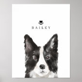 Illustratie van Collie-Waterverf rand Naam hond Poster (Voorkant)