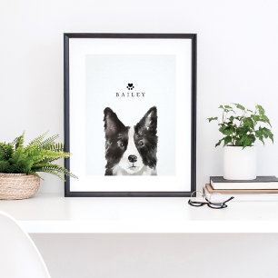 Illustratie van Collie-Waterverf rand Naam hond Poster