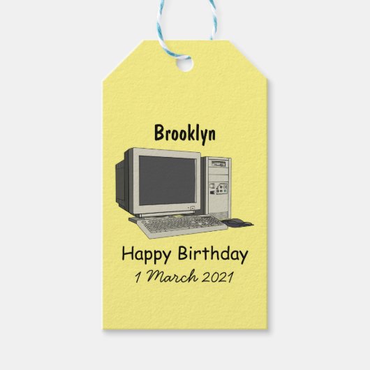 Illustratie van computercartoon cadeaulabel (Voorkant)