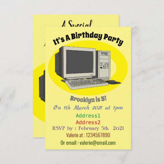 Illustratie van computercartoon kaart (Voorkant / Achterkant)