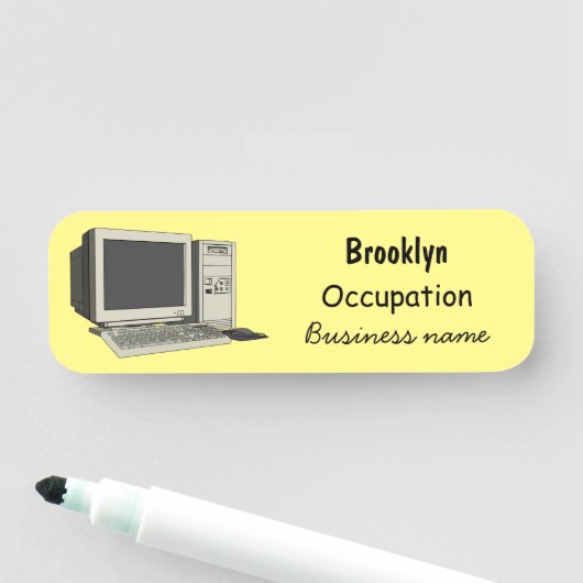 Illustratie van computercartoon naamplaatje (In situ)