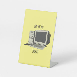 Illustratie van computercartoon reclamebord met voetstuk