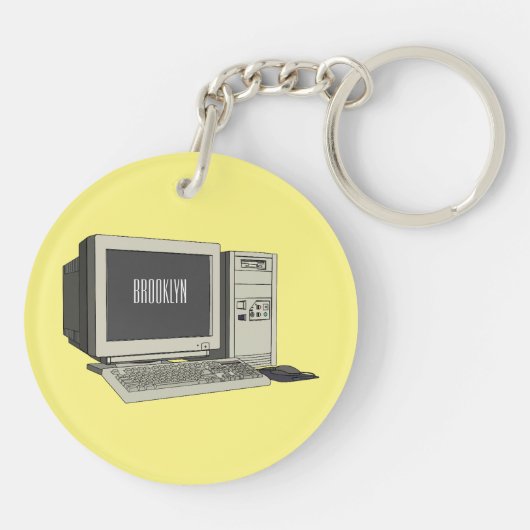 Illustratie van computercartoon sleutelhanger (Achterkant)