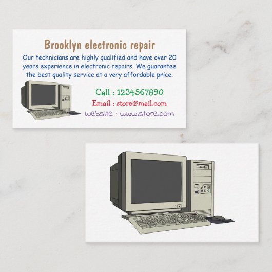 Illustratie van computercartoon visitekaartje (Voorkant / Achterkant)