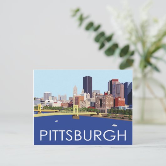 Illustratie van Cool Pittsburgh Skyline Computer Briefkaart (Staand voorkant)