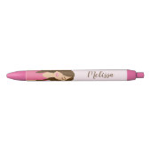 Illustratie van Cute Brunette Girl met aangepaste  Zwarte Inkt Pen (Voorkant)
