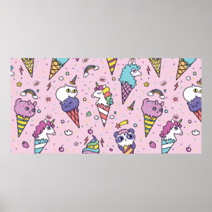 illustratie van Cute-ijskegels die Poster