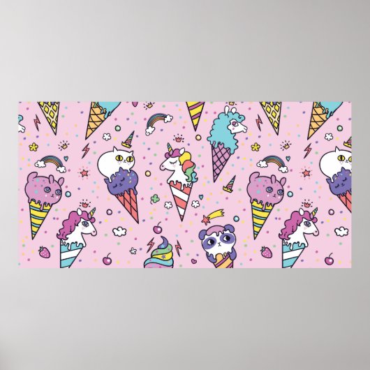 illustratie van Cute-ijskegels die Poster (Voorkant)