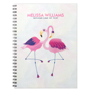 Illustratie van Cute Pink & Blue Flamingos Notitieboek