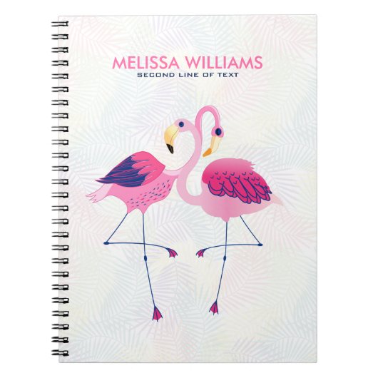 Illustratie van Cute Pink & Blue Flamingos Notitieboek (Voorkant)