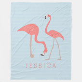 Illustratie van Cute Pink Flamingos Fleece Deken (Voorkant)