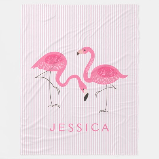 Illustratie van Cute Pink Flamingos Fleece Deken (Voorkant)