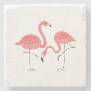 Illustratie van Cute Pink Flamingos Stenen Onderzetter