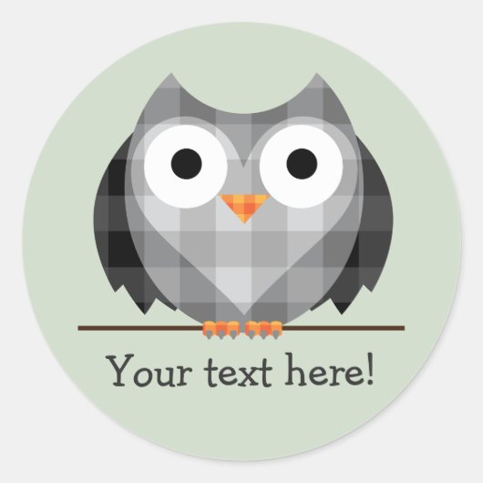 Illustratie van Cute Pset Grey Horned Owl Ronde Sticker (Voorkant)
