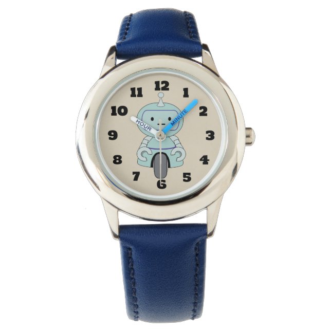 Illustratie van Cute Retro Robot Horloge (Voorkant)