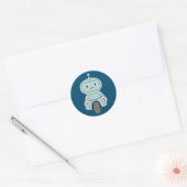 Illustratie van Cute Retro Robot Ronde Sticker (Envelop)