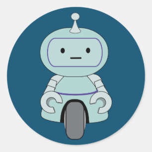 Illustratie van Cute Retro Robot Ronde Sticker