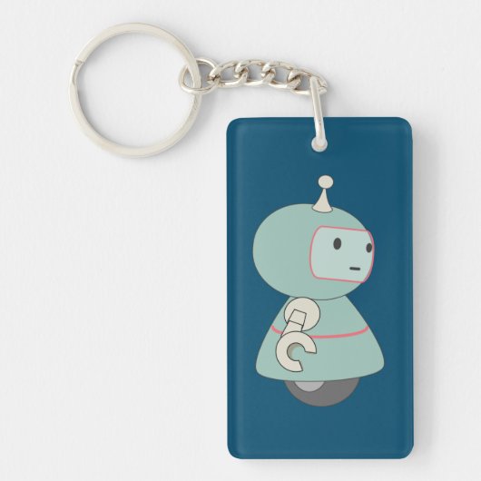 Illustratie van Cute Retro Robot Sleutelhanger (Voorkant)