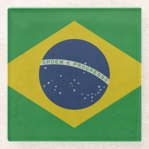 Illustratie van de abstracte vlag van Brazilië Glazen Onderzetter