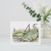 Illustratie van de alligator aan de wal briefkaart (Staand voorkant)