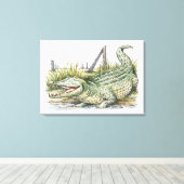 Illustratie van de alligator aan de wal canvas afdruk (Insitu (Houten vloer))