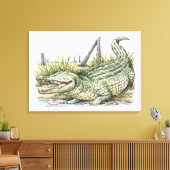 Illustratie van de alligator aan de wal canvas afdruk (Insitu (Woonkamer))