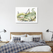 Illustratie van de alligator aan de wal canvas afdruk (Insitu (Slaapkamer))