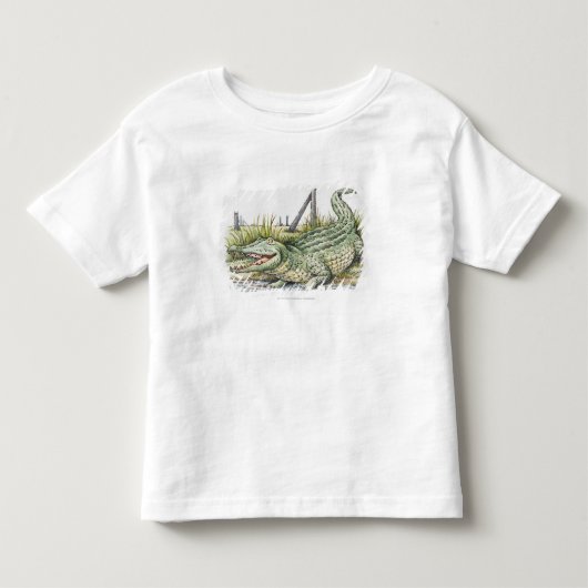 Illustratie van de alligator aan de wal kinder shirts (Voorkant)