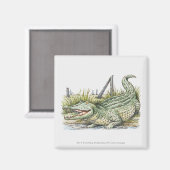 Illustratie van de alligator aan de wal magneet (Voorkant / Achterkant)