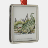 Illustratie van de alligator aan de wal metalen ornament (Rechts)