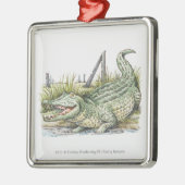 Illustratie van de alligator aan de wal metalen ornament (Links)