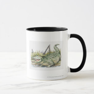 Illustratie van de alligator aan de wal mok