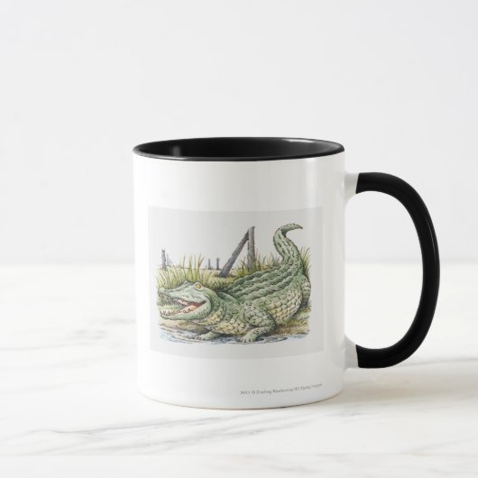 Illustratie van de alligator aan de wal mok (Rechts)