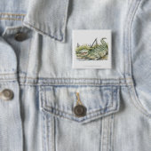 Illustratie van de alligator aan de wal vierkante button 5,1 cm (In situ)