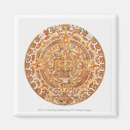 Illustratie van de Aztec-zonnsteen Magneet (Voorkant)