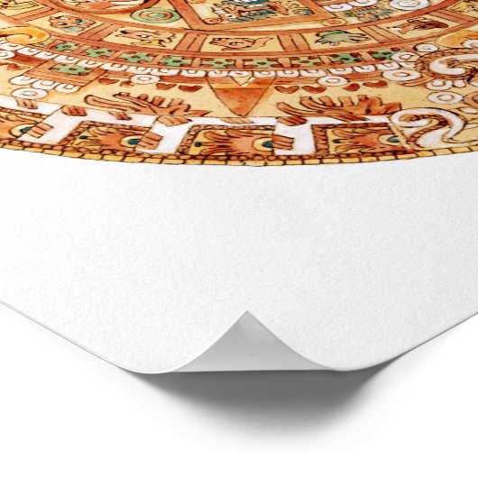 Illustratie van de Aztec-zonnsteen Poster (Hoek)